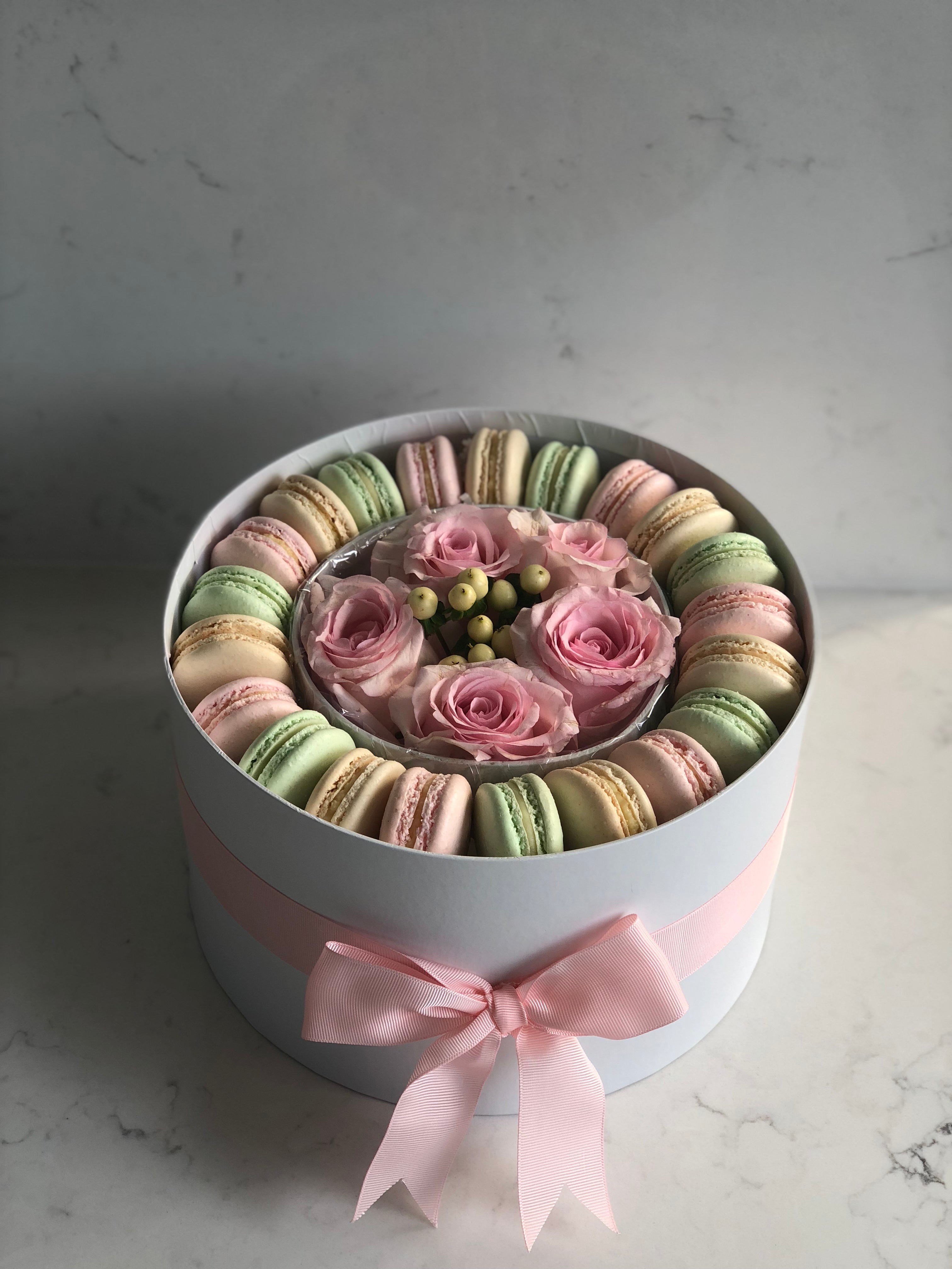 Pastel Dessert & Floral Gift Box - Macaron Delights Sydney