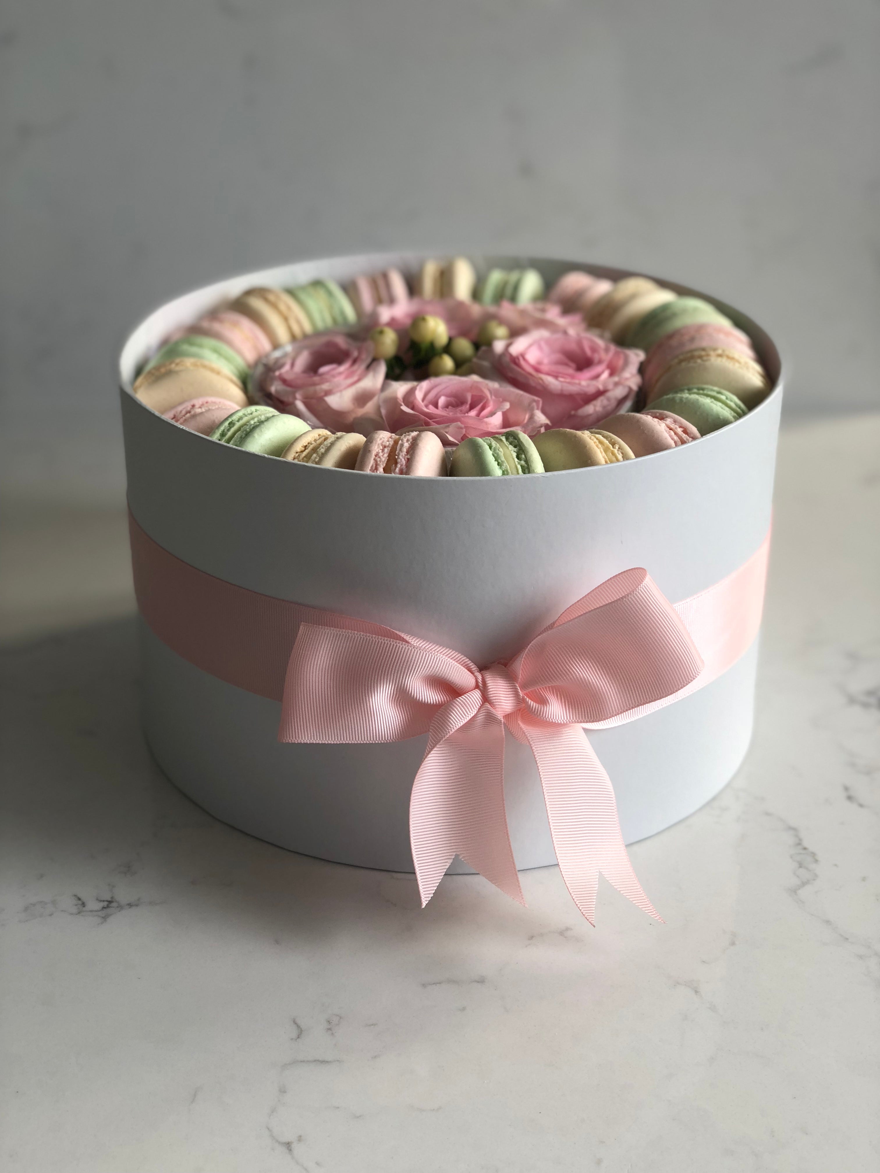 Pastel Dessert & Floral Gift Box - Macaron Delights Sydney