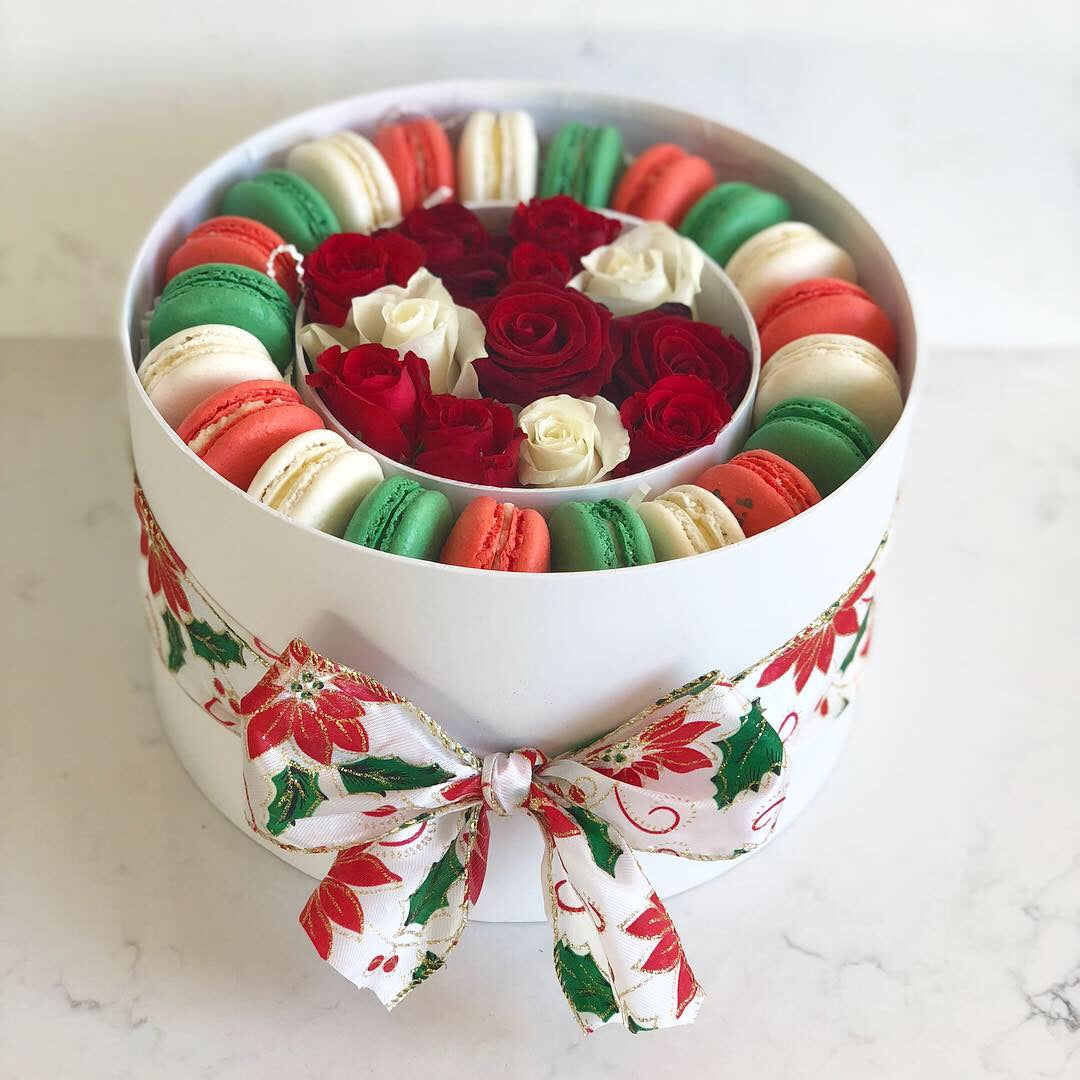 Christmas dessert and floral gift box - Macaron Delights Sydney